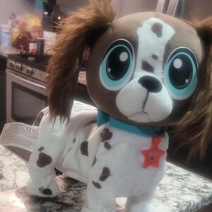 Spotted Plush Dog Toy with Blue Collar